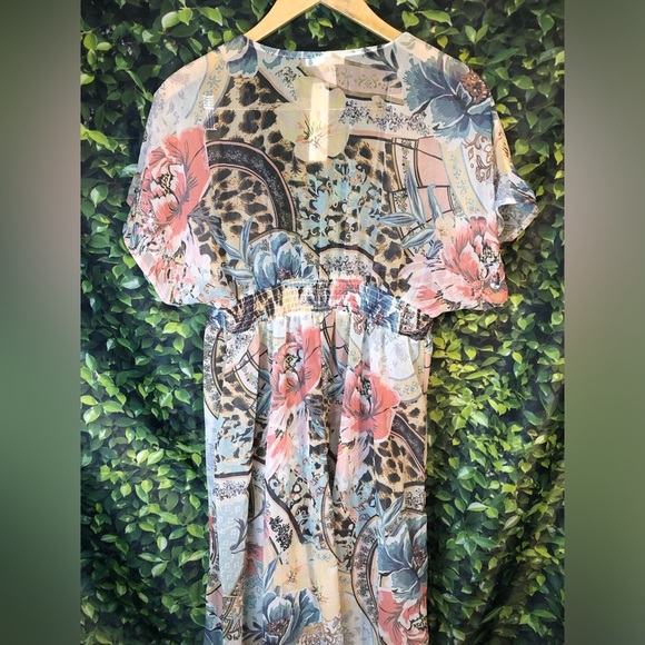 VENUS Multicolored Flutter Sleeve V-Neck Sundress - Picture 14 of 15